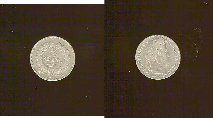 quarter franc Louis Philippe 1835A aVF